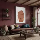 Boho Şık Yüz Tasarım Beyaz Ahşap Çerçeveli Tablo Bohem Ev Aksesuarları Modern Sanat