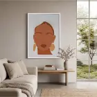 Boho Şık Yüz Tasarım Beyaz Ahşap Çerçeveli Tablo Bohem Ev Aksesuarları Modern Sanat
