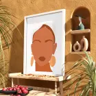 Boho Şık Yüz Tasarım Beyaz Ahşap Çerçeveli Tablo Bohem Ev Aksesuarları Modern Sanat