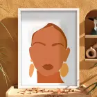Boho Şık Yüz Tasarım Beyaz Ahşap Çerçeveli Tablo Bohem Ev Aksesuarları Modern Sanat