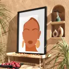 Boho Şık Yüz Tasarım Siyah Ahşap Çerçeveli Tablo Bohem Yatak Koridor Ofis Kanvas