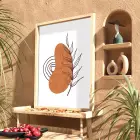 Toprak Tonlu Organik Sanat Doğal Ahşap Çerçeveli Tablo Koridor Ofis Kanvas Görünümlü Salon