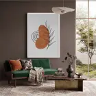 Toprak Tonlu Organik Sanat Beyaz Ahşap Çerçeveli Tablo Aksesuarları Modern İç Mekan Yatak