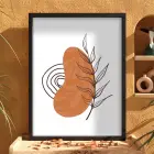Toprak Tonlu Organik Sanat Siyah Ahşap Çerçeveli Tablo İç Mekan Yatak Koridor Ofis
