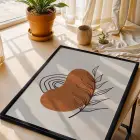 Toprak Tonlu Organik Sanat Siyah Ahşap Çerçeveli Tablo İç Mekan Yatak Koridor Ofis