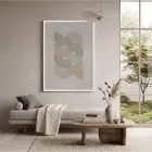 Organik Dalgalı Pastel Tablo Beyaz Ahşap Çerçeveli Aksesuarları Modern Sanat İç Mekan Yatak