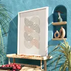 Organik Dalgalı Pastel Tablo Beyaz Ahşap Çerçeveli Aksesuarları Modern Sanat İç Mekan Yatak