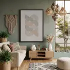 Organik Dalgalı Pastel Tablo Siyah Ahşap Çerçeveli Dekorasyonu Poster Obje Ev Aksesuarları Modern