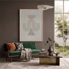 Bej Tonlu Soyut Kemerler Doğal Ahşap Çerçeveli Tablo Oturma Odası Duvar Dekoru Poster