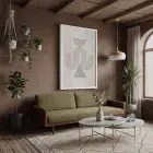 Bej Tonlu Soyut Kemerler Beyaz Ahşap Çerçeveli Tablo Aksesuarları Modern Sanat İç Mekan