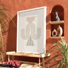 Bej Tonlu Soyut Kemerler Beyaz Ahşap Çerçeveli Tablo Aksesuarları Modern Sanat İç Mekan