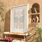 Pastel Kemerli Geometrik Tablo Doğal Ahşap Çerçeveli Oturma Odası Duvar Dekoru Poster Obje