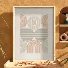 Pastel Kemerli Geometrik Tablo Doğal Ahşap Çerçeveli Oturma Odası Duvar Dekoru Poster Obje