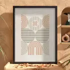 Pastel Kemerli Geometrik Tablo Siyah Ahşap Çerçeveli Koridor Ofis Kanvas Görünümlü Salon Oturma