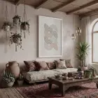 Mistik Akışkan Dalgalar Beyaz Ahşap Çerçeveli Tablo Sanat İç Mekan Yatak Koridor Ofis