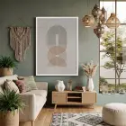 Toprak Renkli Geometrik Yaylar Beyaz Ahşap Çerçeveli Tablo Odası Duvar Dekoru Poster Obje