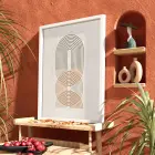 Toprak Renkli Geometrik Yaylar Beyaz Ahşap Çerçeveli Tablo Odası Duvar Dekoru Poster Obje