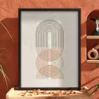 Toprak Renkli Geometrik Yaylar Siyah Ahşap Çerçeveli Tablo Obje Ev Aksesuarları Modern Sanat