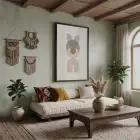 Toprak Tonlu Geometrik Desen Siyah Ahşap Çerçeveli Tablo Dekorasyonu Poster Obje Ev Aksesuarları