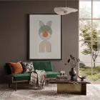 Toprak Tonlu Geometrik Desen Siyah Ahşap Çerçeveli Tablo Dekorasyonu Poster Obje Ev Aksesuarları
