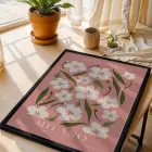 Pastel Botanik Çiçek Seti 3lü Siyah Çerçeveli Tablo Seti Bohem Tablo Duvar Tablo Oda Dekorasyonu