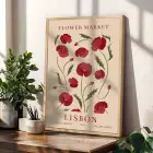 Pastel Çiçek Pazarı Tablo 3lü Ahşap Çerçeveli Tablo Seti Bohem Tablo Tablo Çerçeve Duvar Dekoru Ev
