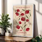 Pastel Çiçek Pazarı Tablo 3lü Beyaz Çerçeveli Tablo Seti Bohem Tablo Salon Duvar Tablo Poster Tablo
