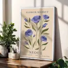 Modern Botanik Çiçek Pazarı 3lü Beyaz Çerçeveli Tablo Seti Bohem Tablo Salon Duvar Tablo Poster
