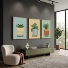 Minimalist Bitki Sanatı Seti 3lü Ahşap Çerçeveli Tablo Seti Resim Çerçevesi Tablo Salon