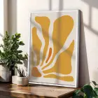 Hardal Tonları Organik Çiçekler 3lü Beyaz Çerçeveli Tablo Seti Bohem Tablo Duvar Tablo Oda