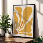Hardal Tonları Organik Çiçekler 3lü Siyah Çerçeveli Tablo Seti Bohem Tablo Poster Tablo Duvar Tablo
