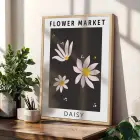 Papatya Bahçesi Minimalist Üçlü 3lü Ahşap Çerçeveli Tablo Seti Salon Duvar Tablo Poster Tablo