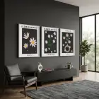 Papatya Bahçesi Minimalist Üçlü 3lü Beyaz Çerçeveli Tablo Seti Resim Çerçevesi Tablo Salon