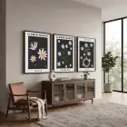 Papatya Bahçesi Minimalist Üçlü 3lü Siyah Çerçeveli Tablo Seti Tablo Çerçeve Duvar Dekoru Ev