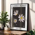 Papatya Bahçesi Minimalist Üçlü 3lü Siyah Çerçeveli Tablo Seti Tablo Çerçeve Duvar Dekoru Ev