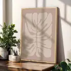 Bej Botanik Soyutlama Üçlüsü 3lü Ahşap Çerçeveli Tablo Seti Bohem Tablo Poster Tablo Duvar Tablo Ev