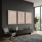 Bej Botanik Soyutlama Üçlüsü 3lü Beyaz Çerçeveli Tablo Seti Bohem Tablo Poster Tablo Duvar Tablo Ev