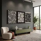 Kontrast Botanik Çiçek Düzeni 3lü Siyah Çerçeveli Tablo Seti Bohem Tablo Tablo Çerçeve Salon Duvar