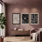 Siyah Bej Organik Desenler 3lü Ahşap Çerçeveli Tablo Seti Tablo Çerçeve Duvar Dekoru Ev Dekorasyonu