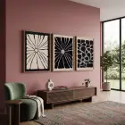 Siyah Bej Organik Desenler 3lü Ahşap Çerçeveli Tablo Seti Tablo Çerçeve Duvar Dekoru Ev Dekorasyonu