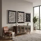 Kıvrımlı Soyut Bej Desenler 3lü Beyaz Çerçeveli Tablo Seti Poster Tablo Resim Çerçevesi Dekoratif