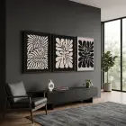 Kıvrımlı Soyut Bej Desenler 3lü Siyah Çerçeveli Tablo Seti Tablo Çerçeve Salon Duvar Tablo Dekor