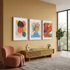 Modern Tropikal Üçlü 3lü Beyaz Çerçeveli Tablo Seti Poster Tablo Duvar Tablo Ev Dekorasyonu