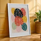 Modern Tropikal Üçlü 3lü Beyaz Çerçeveli Tablo Seti Poster Tablo Duvar Tablo Ev Dekorasyonu