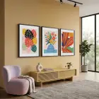 Modern Tropikal Üçlü 3lü Siyah Çerçeveli Tablo Seti Poster Tablo Duvar Tablo Ev Dekorasyonu