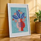 Renkli Vazo Bahçesi 3lü Beyaz Çerçeveli Tablo Seti Poster Tablo Resim Çerçevesi Dekoratif Obje