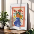 Renkli Vazo Bahçesi 3lü Beyaz Çerçeveli Tablo Seti Poster Tablo Resim Çerçevesi Dekoratif Obje
