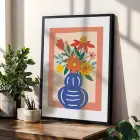 Renkli Vazo Bahçesi 3lü Siyah Çerçeveli Tablo Seti Poster Tablo Duvar Tablo Ev Dekorasyonu