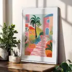 Renkli Akdeniz Yolculuğu 3lü Beyaz Çerçeveli Tablo Seti Poster Tablo Resim Çerçevesi Dekoratif Obje