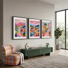 Renkli Akdeniz Yolculuğu 3lü Siyah Çerçeveli Tablo Seti Poster Tablo Resim Çerçevesi Dekoratif Obje